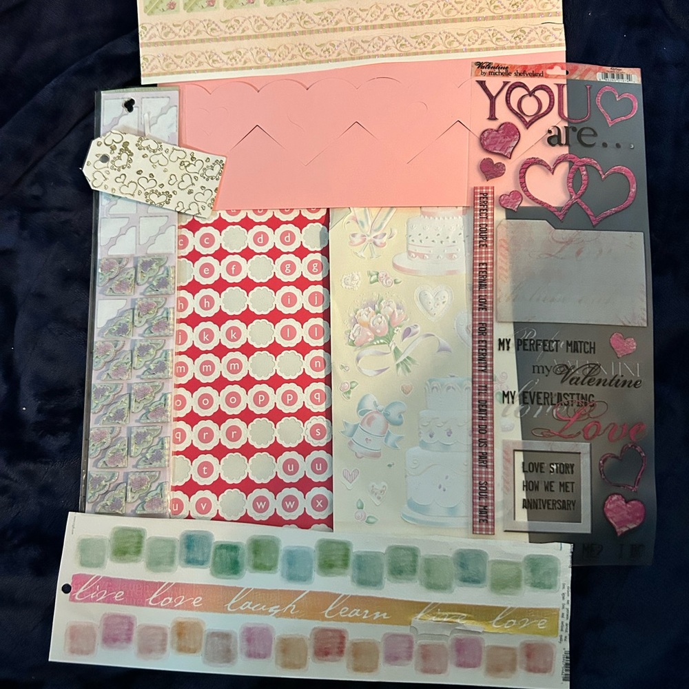 Assorted Love and Wedding Scrapbooking Stickers and Papers